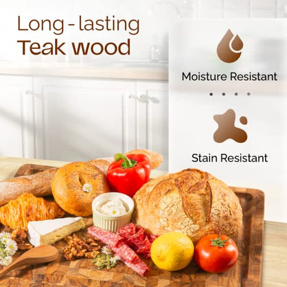Yes4All Medium Teak Cutting Board, End Grain Cutting Board 17"x 13"x 1.5" - size: 17"L x 13"W, style: Teak