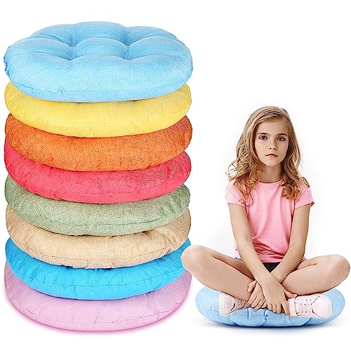Fumete 8 Pcs 16 Inch Floor Cushions Pillow for Kids Bulk Classroom Round Flexible Seating Floor Cushions for Students Home Daycare School Reading Corner Yoga Meditation Picnic (Fresh Candy) - color: Fresh Candy