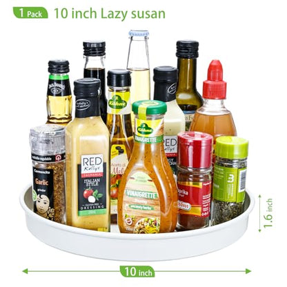 Amolliar Lazy Susan Organizer, 10" Metal Rotating Turntable Organizer White | Lazy Susan for Cabinet Fridge, Pantry Organizer, Spice Rack Condiment Organizer for Kitchen, Countertop Bathroom Vanity Tray - size: White 10'' 1Pack