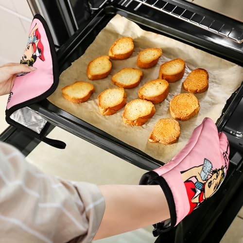 Funny Oven Mitts and Pot Holders Sets Cooking BBQ Non-Slip Quilting Grill Mitts Heat Resistant Housewarming Gifts I Am The Secret Ingredient - color: Pink