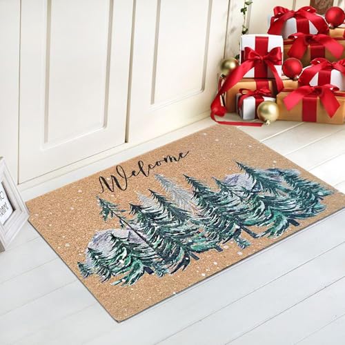 FGSS Christmas Winter-Welcome-Door-Mats Holiday-Doormats 17X29 Inch - color: Snowflake Pine Tree