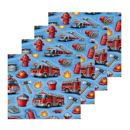 Cotton Washcloths Set of 2, Cartoon Fire Engine 12x12 Inch Wash Cloths Soft Absorbent Face Cloths Fingertip Towel for Bathroom, Spa, Gym - size: 2pack