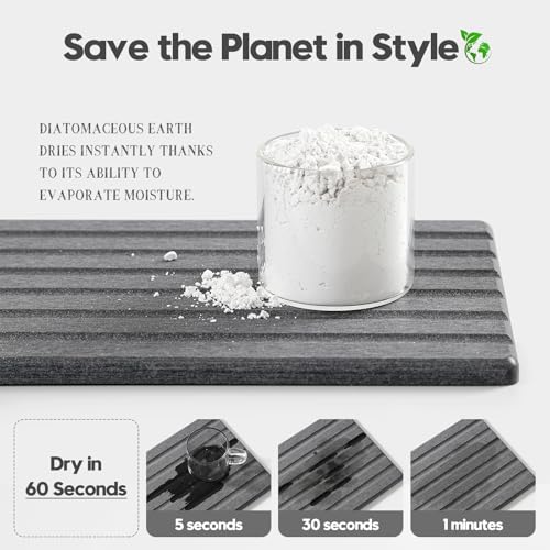 2PCS Water Absorbing Stone Drying Tray Mat for Bathroom Sink & Kitchen Counter Organizer, Quick Dry Dish Soap Dispenser Sponge Holder, Vanity Sink Caddy, Coaster, Dark Gray - 10" x 6" - color: 2pack-10"x 6" - Dark Gray