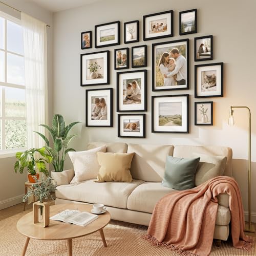 Vittanly Solid Wood 8x10 Picture Frames Set of 4, Black | 5x7 Picture Frame with Mat, Gallery Wall Frame Set, 8 x 10 Frame for Wall & Tabletop Display, Family, Pet, Christmas - color: Black, size: 8x10