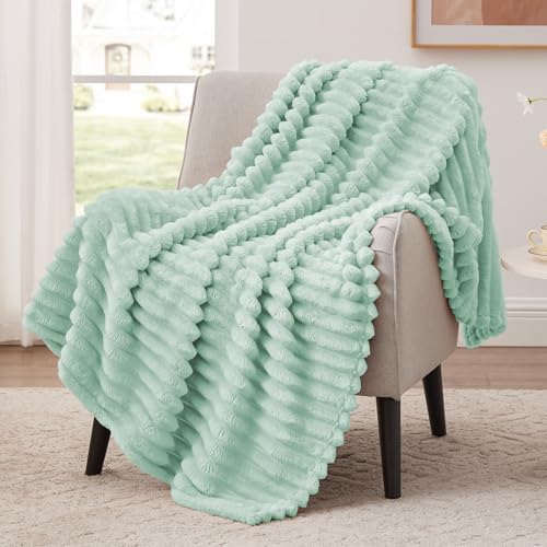 EXQ Home Gentle Soft Fleece Throw Blanket – Cozy Lightweight Blanket for Couch Bed – All-Season Warm Fuzzy Flannel Blanket for Women Mom Her – Gifts for Mother's Day Birthday(50"x60",Aqua) - color: Aqua, size: Throw