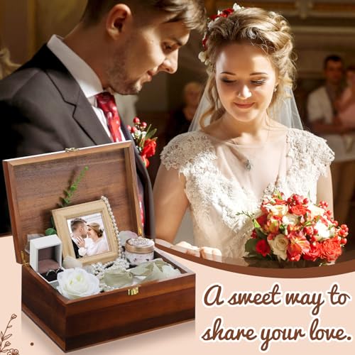 Large Wooden Wedding Keepsake Box with Lid,Mr&mrs | 12 x 9 x 5.5 Inch Memory Storage, Engagement Gift for Couples Newlyweds, Bridal Shower Organizer, Photo Jewelry Holder - style: Mr&Mrs