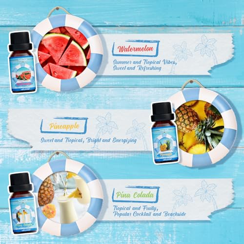 Soulorigin Summer Essential Oils Set, Fragrance Oil Gift Set for Oil Diffusers, Scented Oils for Soap Candle Making 6x10ml - Sea Breeze, Pineapple, Watermelon, Coconut, Pink Beach, and Pina Colada - color: Summer