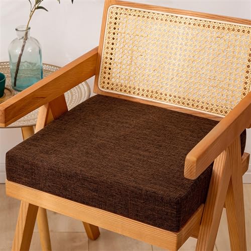 Reyox Recliner Cushion for Armchair 2" Thick Coffee 16" x 16" | Removable Cotton Linen Cover, Non Slip Square Chair Cushion, Thicken Foam Chair Pads for Long Sitting - color: 2" Thick Coffee, size: 16" x 16"