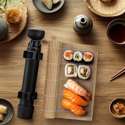 Sushi Making Kit, Upgraded 11.8 Inches Sushi Roller, Sushi Bazooka Easy Made Sushi | Sushi Rolling Mat Sushi Maker Sushi Kit - color: Black