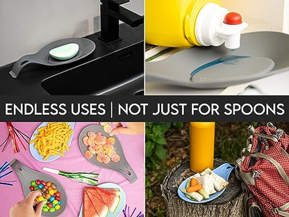 Silicone Spoon Rest for Stove Top, Set of 2, XL 9.2 Inch, DISHWASHER SAFE | NON-STICK Surface for Quick Cleanup, Non-Slip, Safe for Glass and Induction Cooktops, Raised Edges Catch Drips, Cool Gray - color: Cool Gray - 2 Pcs