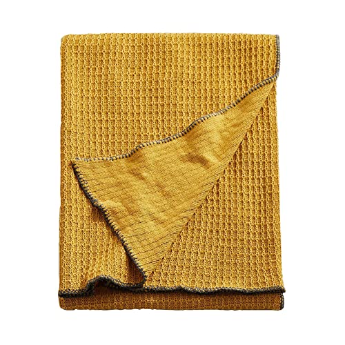 Cotton Waffle Weave Throw Blanket Soft Cozy Waffle Knitted Bed Throws for All Season, Lightweight Reversible Throw Blankets for Sofa Couch Bed (Ginger,63"x51") - color: Ginger