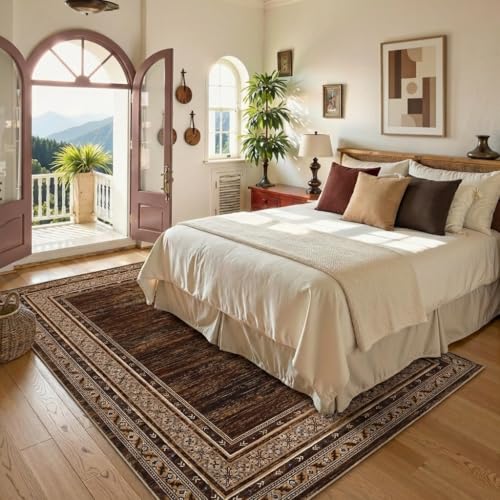 Modern Neutral Rugs for Living Room Bedroom 10x13 Washable Non Slip Solid Area Rug, Stain Resistant Bordered Soft Carpet, Large Foldable Floor Rugs for Dining Room Playroom | Modern Non Slip Low Pile Stain Resistant Bordered Foldable Soft Textured Solid C