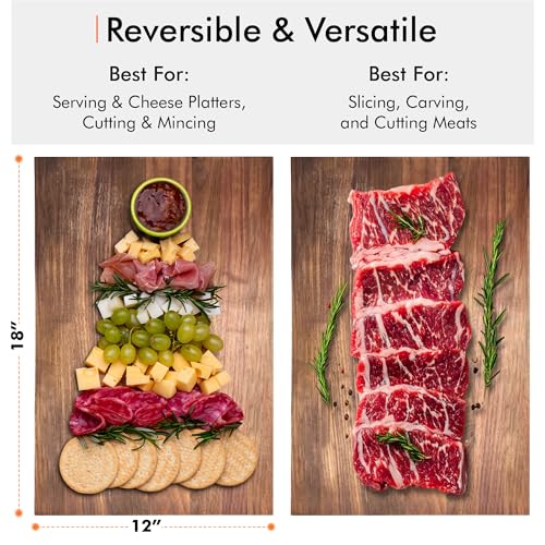 Spartali & Company Premium Reversible Black Walnut Cutting Board with Juice Groove – 18" x 12” Hardwood Butcher Block for Meat, Cheese & Veggies – No Microplastics, BPA-Free, Gift-Ready Box