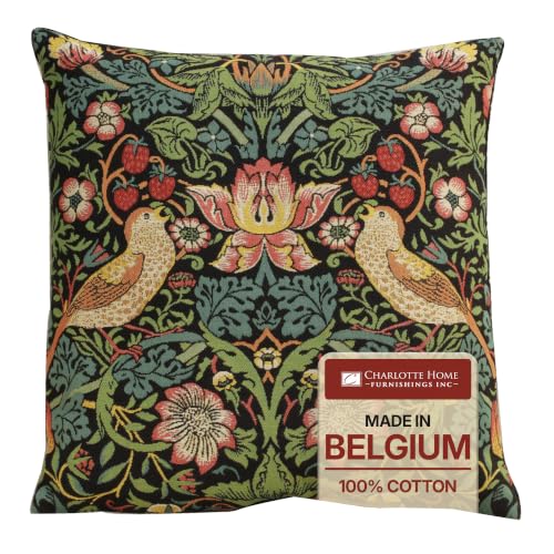 William Morris Strawberry Thief A Blue Tapestry Throw Pillow Cover 18 x 18 - color: Blue Strawberry Thief