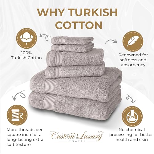 Personalized Bath Towels | Set of 2 | Choose from 12 Fonts | Genuine Turkish Cotton | Oeko-Tex Certified | Personalized Towels | Bathroom Towels - color: Beige - Bath Towels
