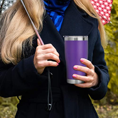 DOMICARE 20oz Tumbler with Lid Stainless Steel Tumblers Bulk, Double Wall Vacuum Insulated Coffee Travel Mug Powder Coated Tumbler, 12 Count (Pack of 1) Purple - color: Purple, size: 12 count