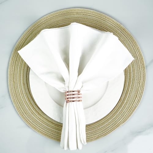 Jofefe 6Pcs Rose Gold Napkin Rings Round Napkin Ring Set Napkin Holders for Cloth Napkins for Wedding, St. Patrick's Day, Valentines Day, Easter Thanksgiving Table Decor. - style: Ring-rose gold