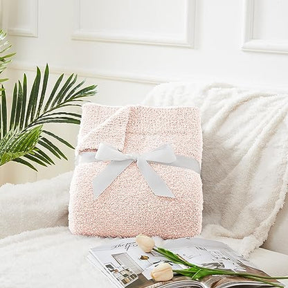Super Soft Pink Throw Blanket 50x60 inches- Lightweight Plush Fuzzy Fluffy Warm Cozy Blankets and Throws for Sofa Bed All Season Use - color: Pink, size: Throw/Travel(50"x60")