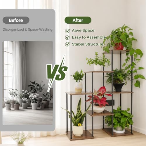 Plant Stand Indoor, Large Tiered Plant Shelf for Mutiple Pots | 3 Tiers Ladder Wood Plants Holder, Tall Flower Display Stands for Outdoor Patio, Living Room, Balcony, Garden