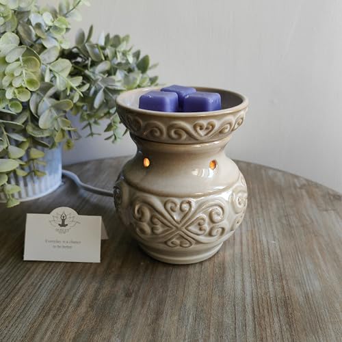 Hosley 2-Pack 5" High Cream Ceramic Electric Warmer. Ideal Gift for Wedding Spa Aromatherapy. Use with Wax Melts Cubes and Fragrance Oils. - color: Cream*2