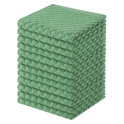 Homaxy 100% Cotton Terry Dish Cloths, 12"x12", 12-Pack, Grass Green | Ultra Soft Absorbent Dish Towels with Hanging Loop, Pineapple Grid Designed - color: Grass Green, size: 12 x 12 - 12 Pack