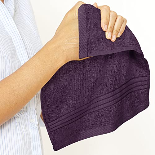 Utopia Towels 12 Pack Premium Wash Cloths, 12x12 in, 100% Cotton, Plum | Highly Absorbent Soft Feel Lightweight Washcloths - Premium Ring Spun Cotton, Ideal for Bathroom, Spa, Gym & Face - color: Plum