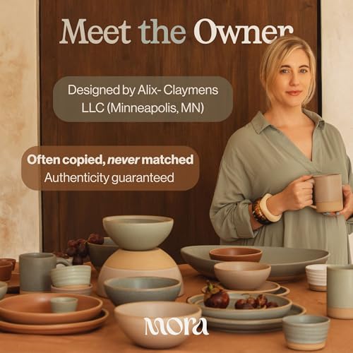 MORA Giant Salad Bowl Set with Wood Salad Servers, 4 qt Large Ceramic Serving Bowl for Salad, Pasta & Fruit, Microwave, Oven and Dishwasher Safe - Cloud - color: Cloud