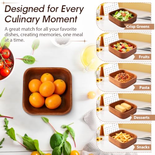Wooden Salad Bowl, Square Rustic Server | Dough & Fruit & Bread Serving Dish | Entryway Key Catch Tray | Multipurpose (Square) - color: Square