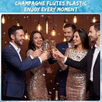 Gold Rim Party Cups Set, 48 Pack Disposable Plastic Drink Cups with Champagne Flutes, 24 Pcs 10oz Tumblers & 24 Pcs 4.5oz Toast Glasses, Cocktail Wedding ReceptionParty Supplies - color: Gold Rim