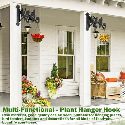 2Pcs-9in Hanging Plant Hanger Outdoor Heavy Duty Plant Bracket Wall Hooks | Metal Plant Bracket Hook for Outdoor or Indoor Hanging Flower Baskets Lantern Laser Cutting Technology. One-Piece Molding - size: 9 Inch, style: Bird Shaped-2pack