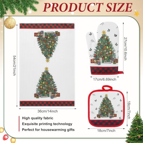 Frienda 6 Pcs Farmhouse Kitchen Decor Kitchen Dish Towels Pot Holders for Mom Her Lady Owner Baking Accessories Stuff(Christmas Tree) - style: Christmas Tree