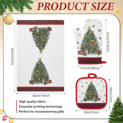 Frienda 6 Pcs Farmhouse Kitchen Decor Kitchen Dish Towels Pot Holders for Mom Her Lady Owner Baking Accessories Stuff(Christmas Tree) - style: Christmas Tree