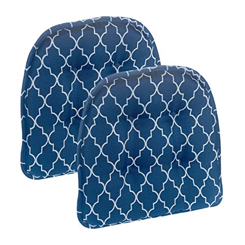 Non-Slip Chair Cushions, Assembled in USA, U-Shaped Skid-Proof Seat Pads for Dining Room, Kitchen, Office, 15"x16" - color: Geo Blue, size: 2 Pack