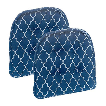 Non-Slip Chair Cushions, Assembled in USA, U-Shaped Skid-Proof Seat Pads for Dining Room, Kitchen, Office, 15"x16" - color: Geo Blue, size: 2 Pack