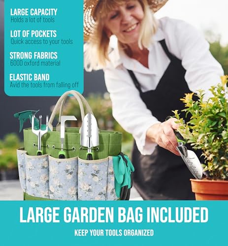 Heavy Duty Gardening Tools - Gardening Gifts for Women, Men, Mom, Dad - Durable, Ergonomic Garden Tools Set (Floral) - style: Floral