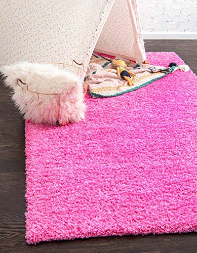 Unique Loom Solid Shag Collection Area Rug (2' x 3' 1" Rectangle, Taffy Pink) - color: Taffy Pink, size: 2' x 3'1" (Rectangular)