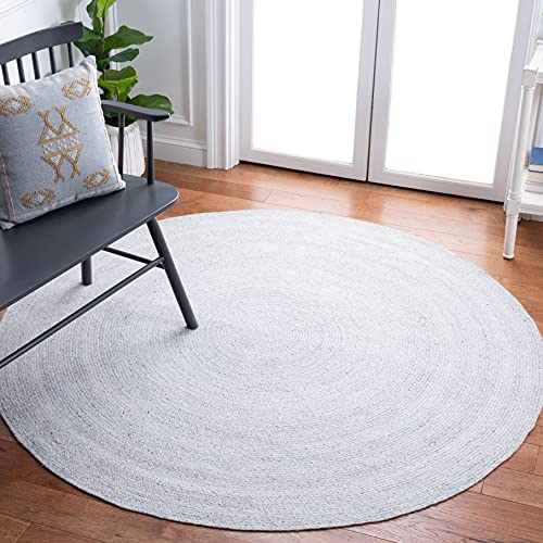 SAFAVIEH Cape Cod Collection Area Rug - 3' Round, Grey, Handmade Braided, Ideal for High Traffic Areas in Living Room, Bedroom (CAP224F) - color: Grey, size: 3' (Round)