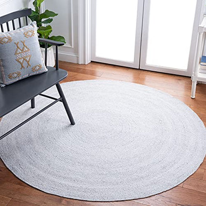 SAFAVIEH Cape Cod Collection Area Rug - 4' Round, Grey, Handmade Braided, Ideal for High Traffic Areas in Living Room, Bedroom (CAP224F) - color: Grey, size: 4' (Round)