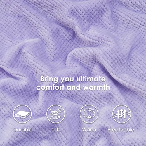 Waffle Sherpa Fleece Throw Blanket, Super Soft Fuzzy Warm, Lightweight Fluffy Reversible Plush Blanket for Bed Sofa Couch, 50 x 60 Inches Lilac - color: Lilac, size: 50x60 IN