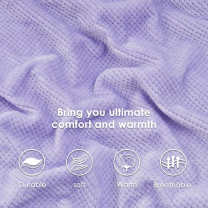 Waffle Sherpa Fleece Throw Blanket, Super Soft Fuzzy Warm, Lightweight Fluffy Reversible Plush Blanket for Bed Sofa Couch, 50 x 60 Inches Lilac - color: Lilac, size: 50x60 IN