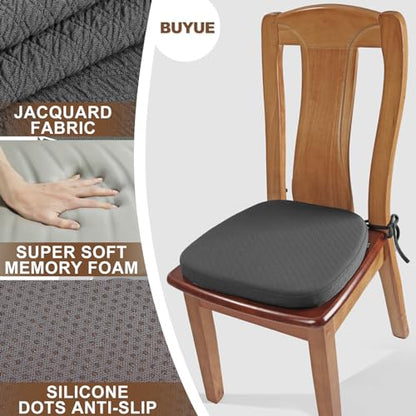 BUYUE Luxury 100% Pure Memory Foam Chair Cushion 1 Pack, Jacquard 16" U-Shape Comfortable Dining Chair Pad, Removable Slip Resistant Kitchen Chair Seat Cushion, (1 piece, Grey) - color: Grey