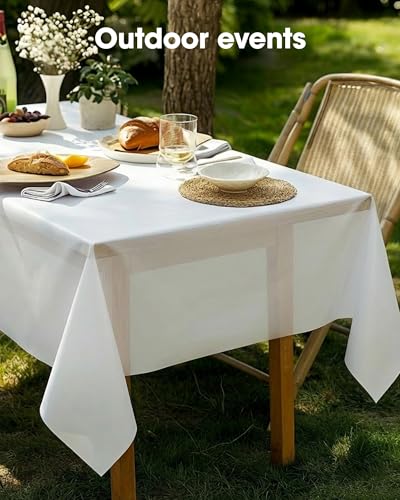 Pureegg Plastic Table Cloth 10 Pack, 54 x 108 Inch Disposable Table Cloths for Party, Picnic and Wedding, Rectangle, White - color: White, size: 54" X 108" Rectangle