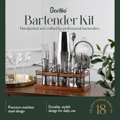 Barillio Premium Home Bar Bundle – 23-Piece Bartender Kit + 24 oz Crystal Mixing Glass