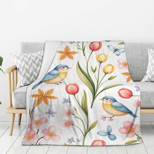 Farmhouse Flannel Cozy Throw Blanket Flower 39.37x59 Inches - Ultra Soft Lightweight Fuzzy Blankets for Adults Women Girls, Warm Fluffy Spring Decor Couch Blanket for Bed, Sofa, Living Room A13 - color: Colorful-13