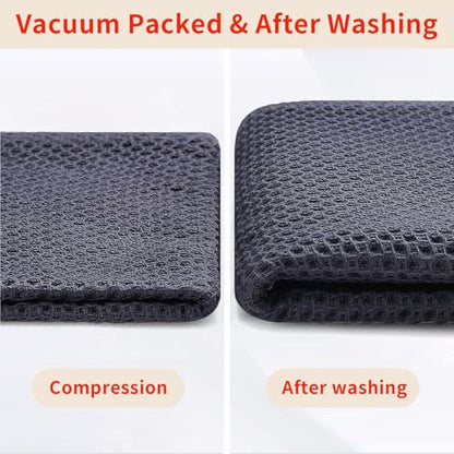 Homaxy 100% Cotton Oversized Waffle Weave Kitchen Towels 12-Pack, Dark Grey | 20 x 28 Inches, Ultra Soft Absorbent Dish Towels, Quick Drying Large Cleaning Towels - color: Dark Grey, size: 20 X 28 - 12 Pack