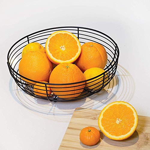 Countertop Fruit Bowl, Wire Basket for Fruits, Breads, Vegetables,Snacks, Black