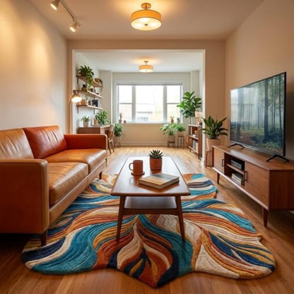 Hand Tufted Small Floral Rug, New Zealand Wool Soft Accent Carpet for Modern Boho Home Decor, Compact Living Room & Office Styling 4x4 Feet - size: 4' (Round)