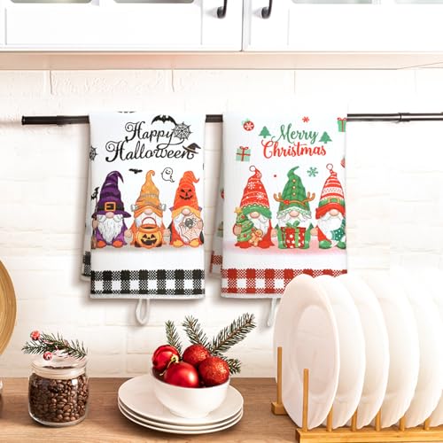 Fourluoo 8 Pcs Gnomes Seasonal Kitchen Towels, Holiday Hand Dish Towels Set Decorative Tea Cloths for Spring 4th in July Christmas Home Kitchen Bathroom Decor, 16 x 24 Inch - style: Gnomes