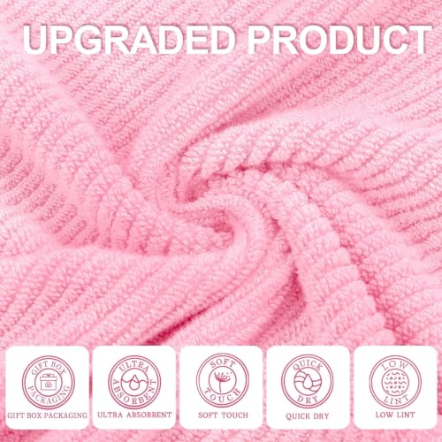 VOOVA & MOVAS 3PC Towel Set, 100% Cotton, Pink | 1 Large Bath 30x56 In, 1 Hand 18x28 In, 1 Washcloth 13x13 In, Quick Dry, Thick, Bathroom Essentials - color: Baby Pink, size: 3 PC Bathroom Towel Set