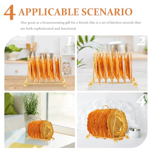 Cabilock 7pcs Gold Snack Tray Set with Rack, Small Appetizer Plates and Coasters, Creative Food Serving and Storage for Home Dining and Party Use